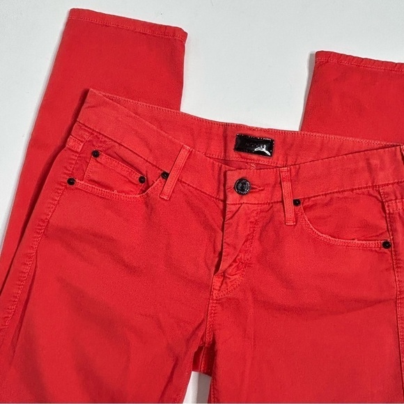 MOTHER The Looker Crop Skinny Jeans In Bonfire Orange - Picture 6 of 16